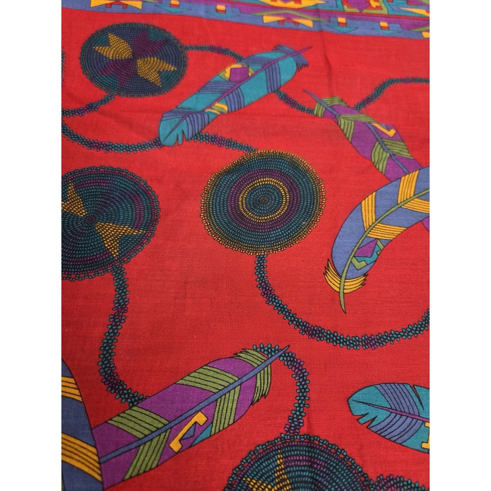 Ginnie Johansen Vintage Square Scarf Native American Dream‎ Catcher Beaded 31x32 - Picture 6 of 8